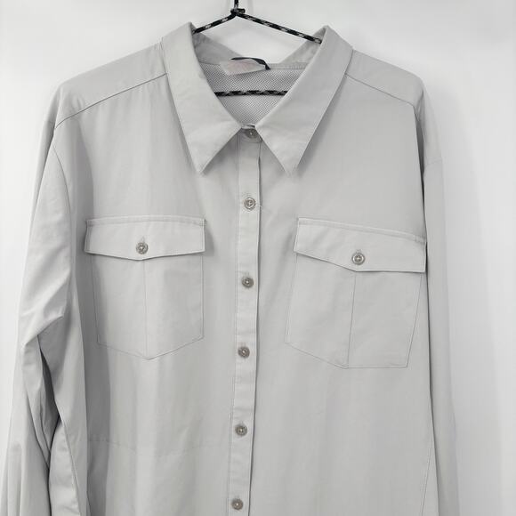 Men’s XXL Grey Fishing Shirt Button Down Vented Back Hiking Outdoor Travel Top‎ - Picture 3 of 9